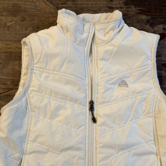 Nike ACG White Vest sz M Women's Quilted Puffer Vest Fur trim - Picture 10 of 10